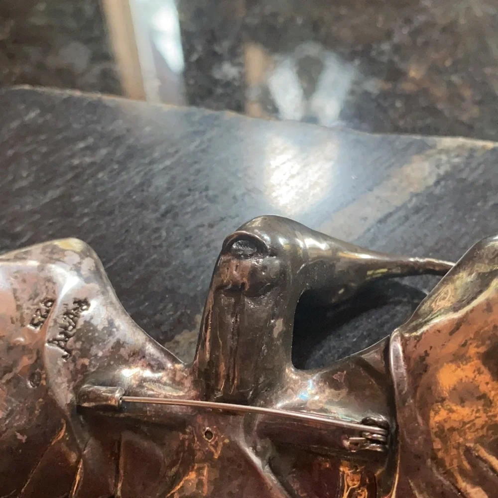 Large Sterling Silver Bird pin Brooch  vintage and RARE